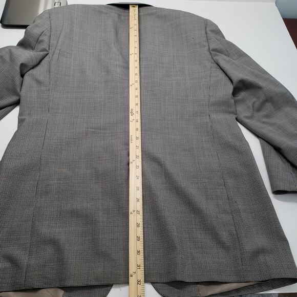 Vintage Brooks Brothers Mens 41L Gray Houndstooth Windowpane Wool Blazer Jacket - Picture 7 of 16
